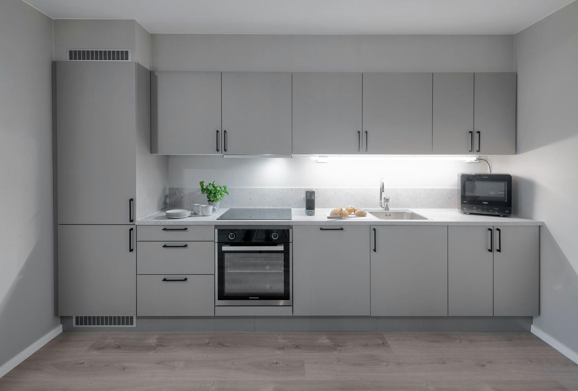 Photo: Kitchen of standard two-bedroom apartment at Hinna location.